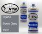 Preview: Honda, Sonic Gray, 138P: 400ml Sprühdose + 400ml Klarlack - Set, von ATW Autoteile West.